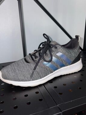 Adidas Women’s Cloudfoam Athletic Sneakers - Gray with Blue Stripes